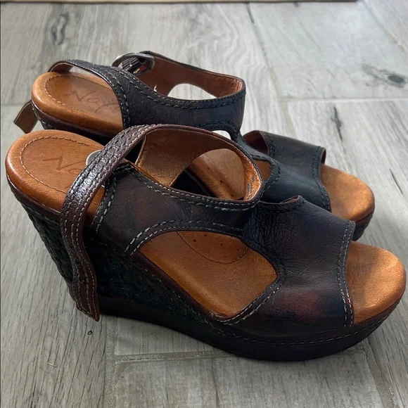 Naya Dark Brown Leather Sandals - Picture 1 of 11